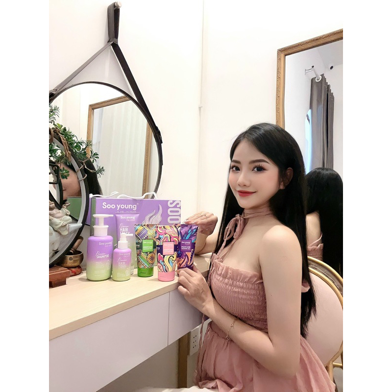 Combo Chăm Sóc Tóc Sen Tảo Soo Young Hair Chính Hãng (Dầu Gội Sen Táo + Nạ Tóc + Xịt Mọc Tóc) Tặng Sữa Tắm