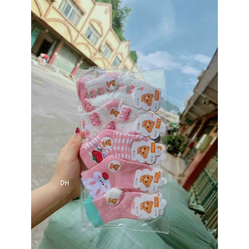 Set 5 đôi tất Gấu Dâu 11-13cm mã 2535