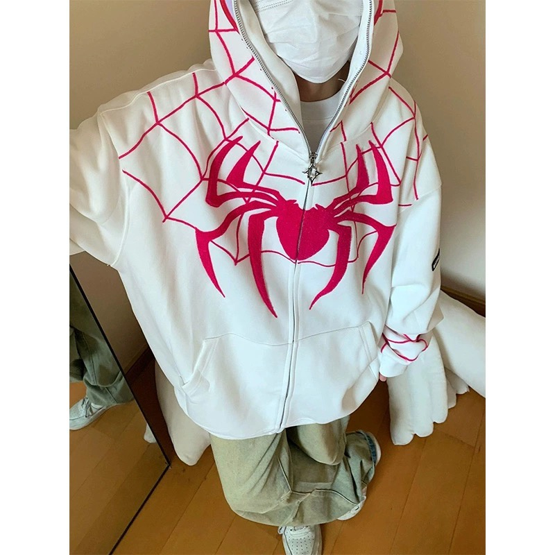 Áo Khoác Hoodie Zip Người Nhện Mũ Trùm Chất Vải Nỉ Cotton