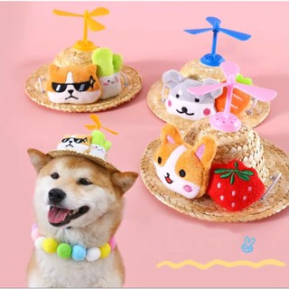 NÓN CÓI MŨ RƠM CÓ KÈM CHONG CHÓNG ĐỘI ĐẦU CUTE CHO CÚN MIU