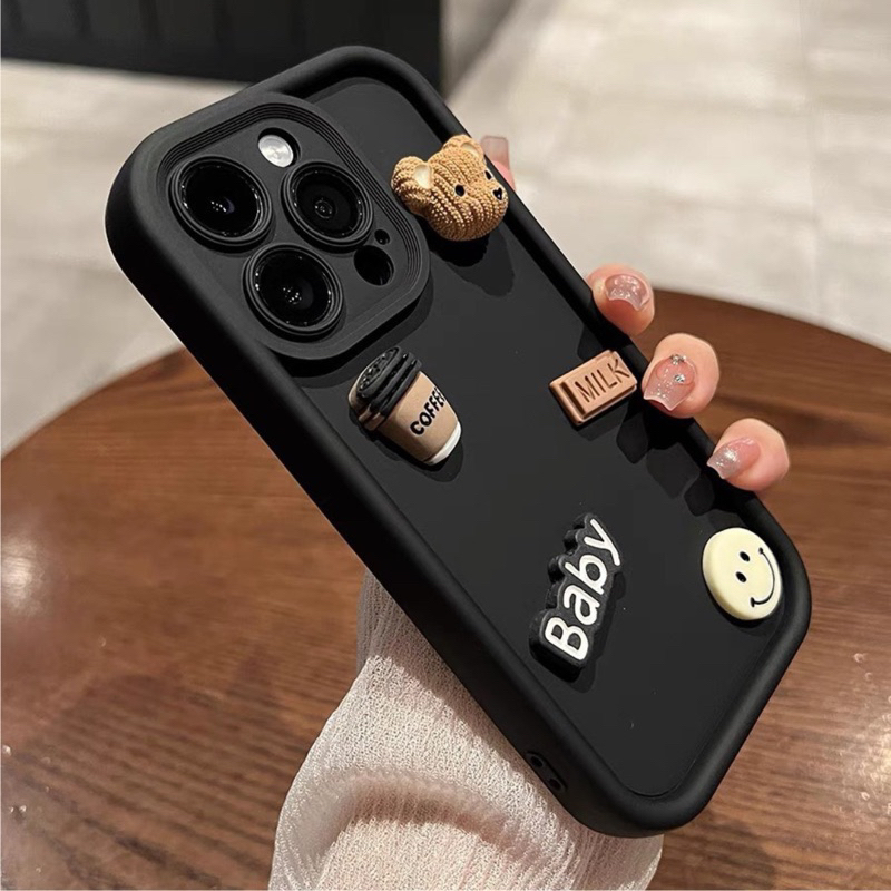 Ốp Lưng Ip TPU silicon viền thang 3 màu chi tiết baby milk mặt cười dành cho ip - TENCASESHOP