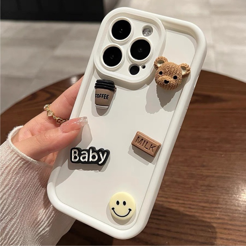 Ốp Lưng Ip TPU silicon viền thang 3 màu chi tiết baby milk mặt cười dành cho ip - TENCASESHOP