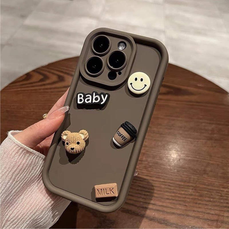 Ốp Lưng Ip TPU silicon viền thang 3 màu chi tiết baby milk mặt cười dành cho ip - TENCASESHOP