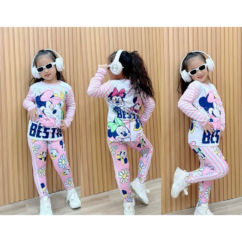 Đồ bộ mặc nhà bé gái 3d thun lạnh dài tay thu đông, ngắn tay size nhí đại từ 10 đến 40kg