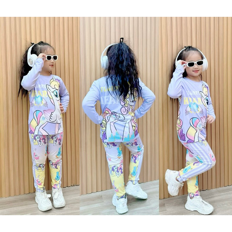 Đồ bộ mặc nhà bé gái 3d thun lạnh dài tay thu đông, ngắn tay size nhí đại từ 10 đến 40kg