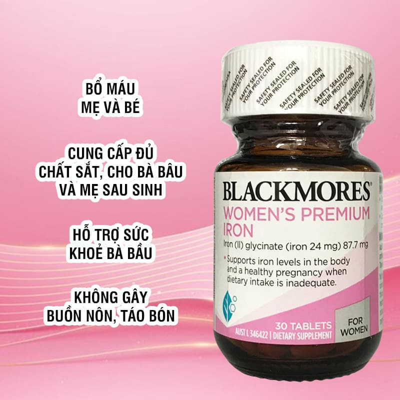 Sắt Bà Bầu Blackmores Iron for woman - lọ 30 viên - Mẫu mới