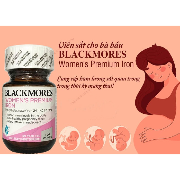 Sắt Bà Bầu Blackmores Iron for woman - lọ 30 viên - Mẫu mới