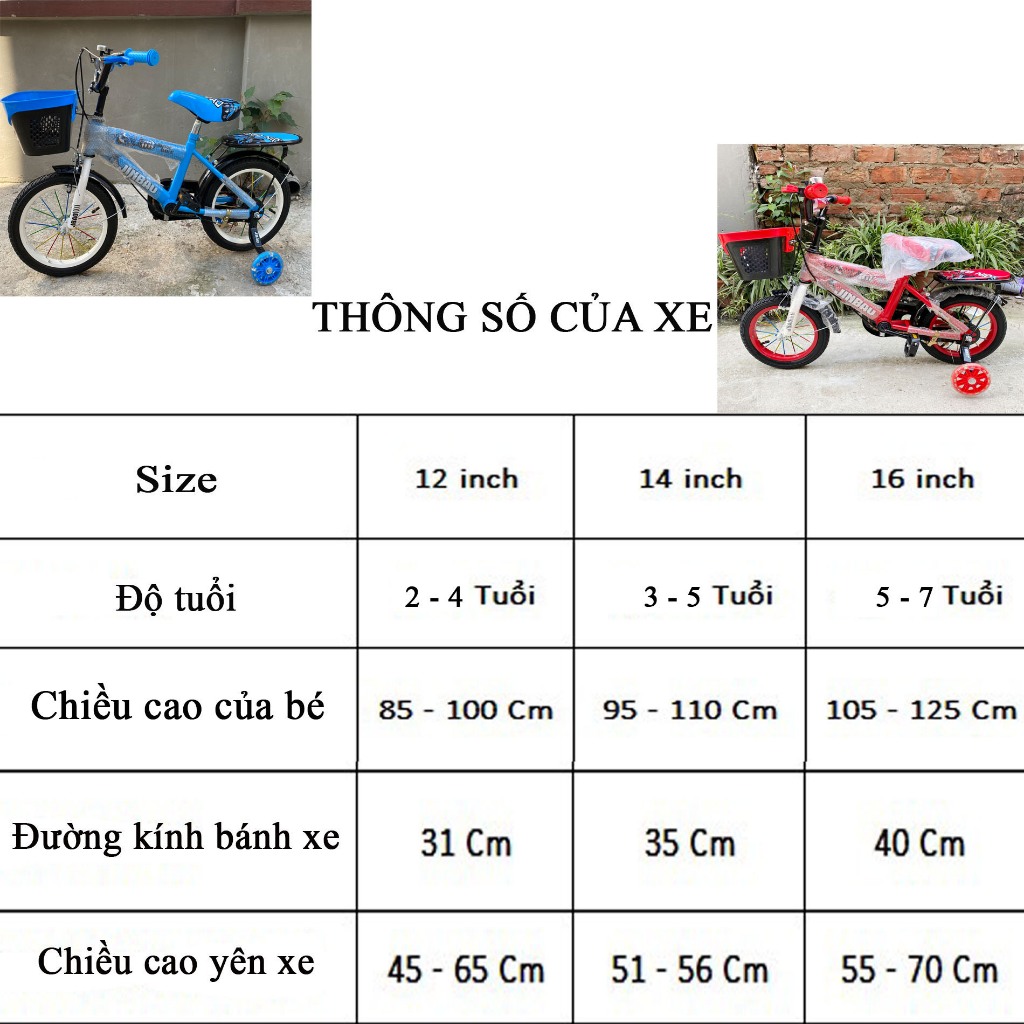 Xe đạp trẻ em JINBAO Xe đạp cho bé TRAI 2 đến 7 tuổi khung thép