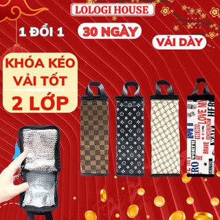 Túi giữ nhiệt loại lớn đựng hộp cơm bình giữ nhiệt 1 lít 1.5 lít họa tiết độc đáo giao màu ngẫu nhiên