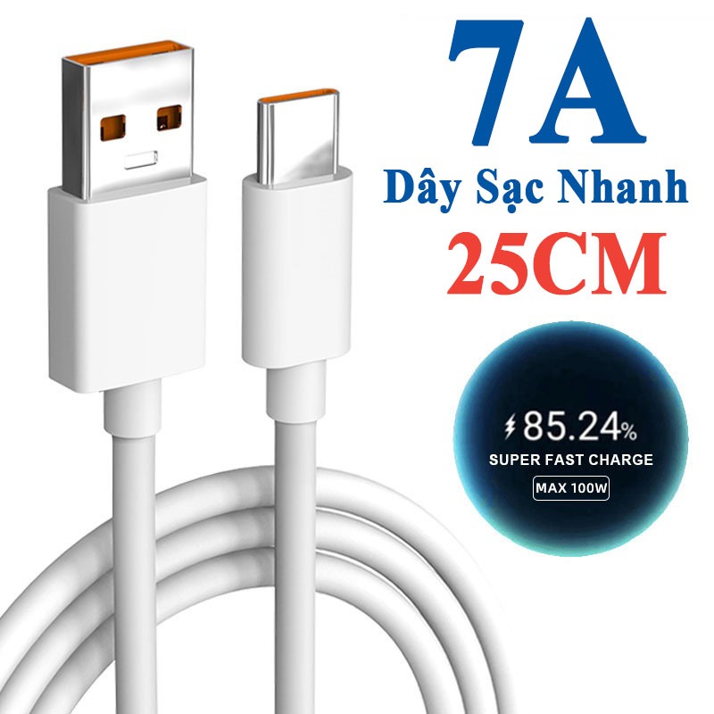 Dây Cáp Sạc Nhanh USB 7A 100W Type C Cho Huawei Mate 40 30 Xiaomi Samsung