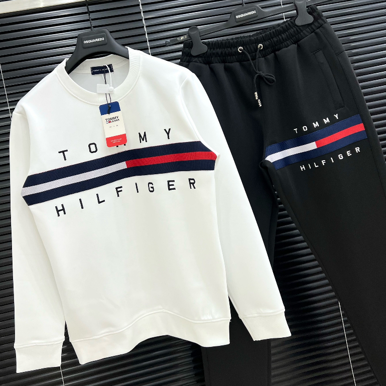 Bộ Quần Áo Tommy Dài Tay Dòng chữ Tommy IN ngang ngực Nam Thu Đông Hot ,Bộ Tommy dài tay nam chất liệu Nỉ nhung dày dặn