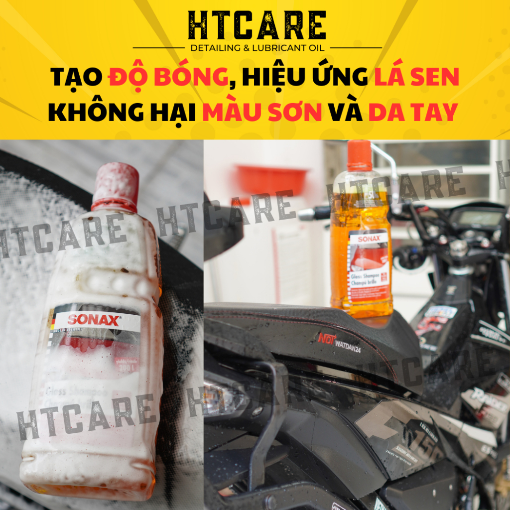Nước rửa xe SONAX chính hãng đậm đặc siêu bọt chai nhựa 1L nguyên chất HTMotocare
