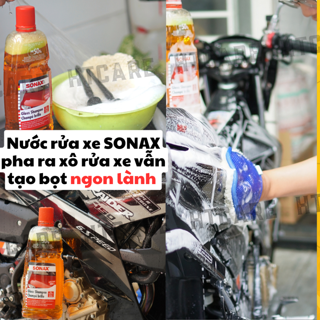Nước rửa xe SONAX chính hãng đậm đặc siêu bọt chai nhựa 1L nguyên chất HTMotocare