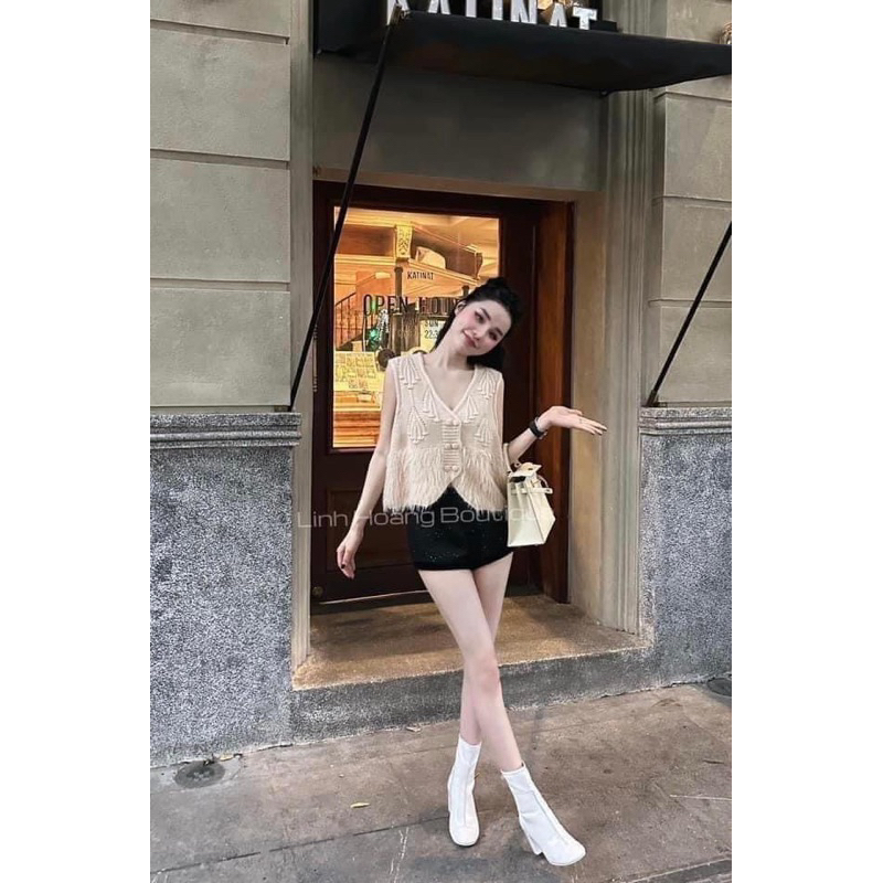 ÁO NUDE PHỐI LÔNG VŨ SÁT NÁCH - Hàng QC