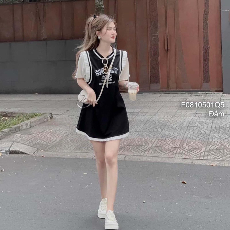 Đầm polo in chữ bigsize 55-90kg