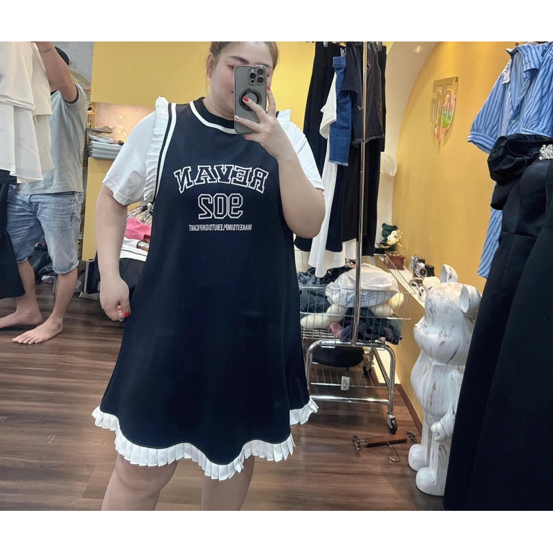 Đầm polo in chữ bigsize 55-90kg