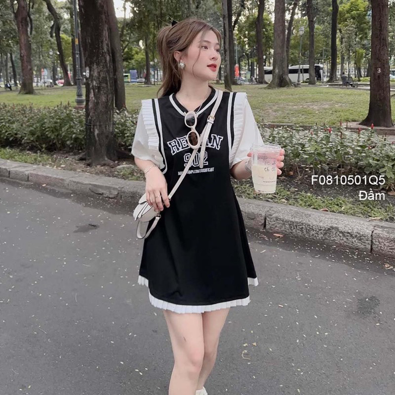 Đầm polo in chữ bigsize 55-90kg