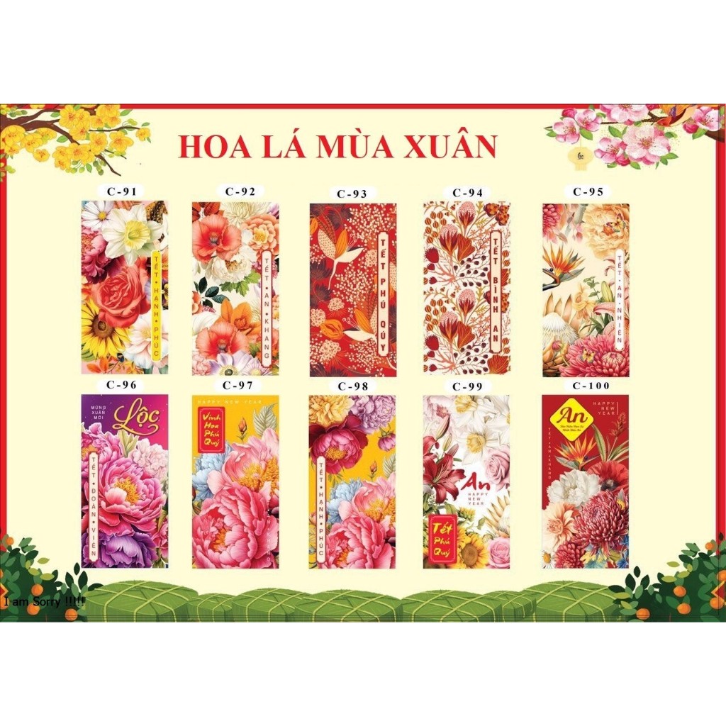 COMBO 50 cái 100c bao lì xi 2024, bao lì xì xuân giáp thìn