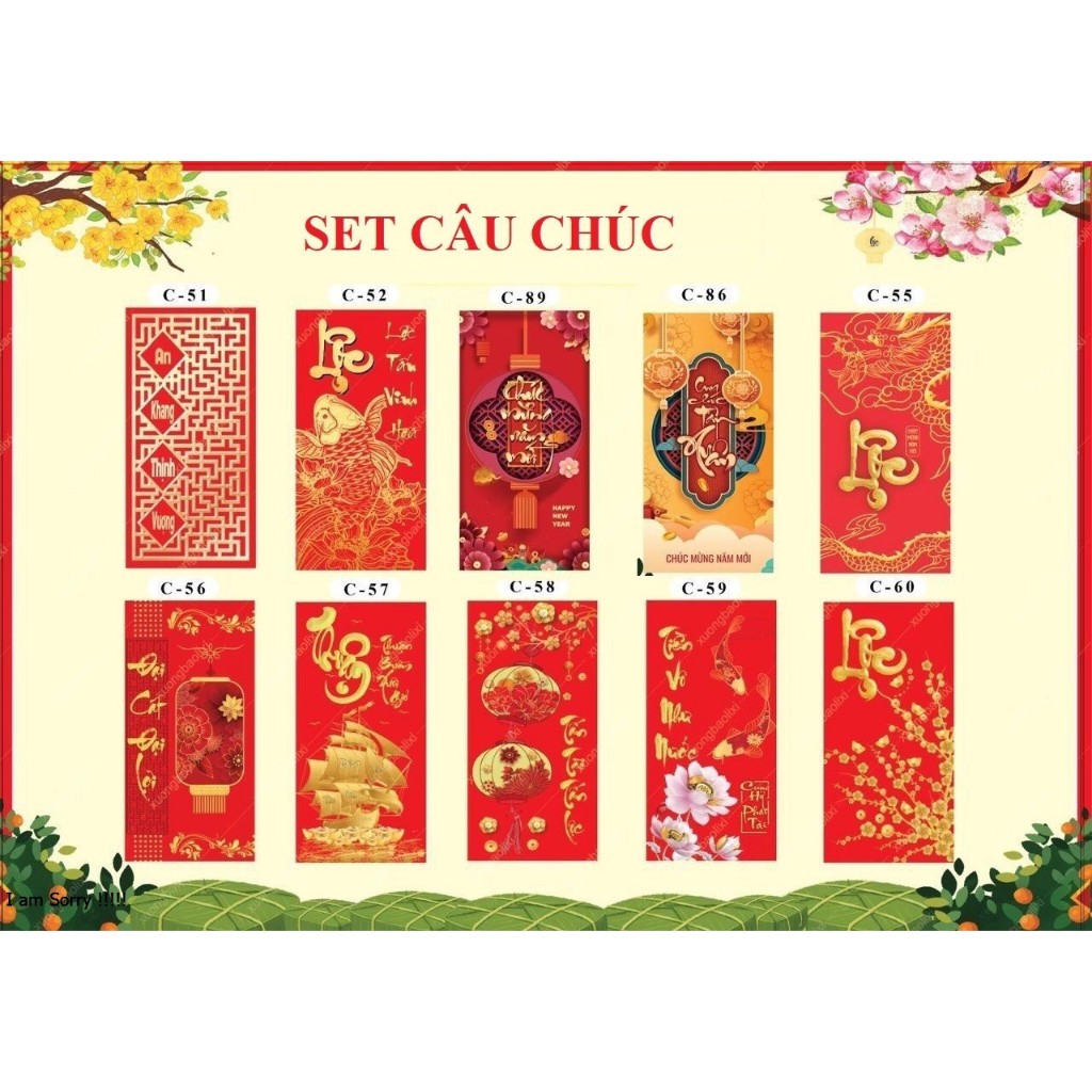COMBO 50 cái 100c bao lì xi 2024, bao lì xì xuân giáp thìn