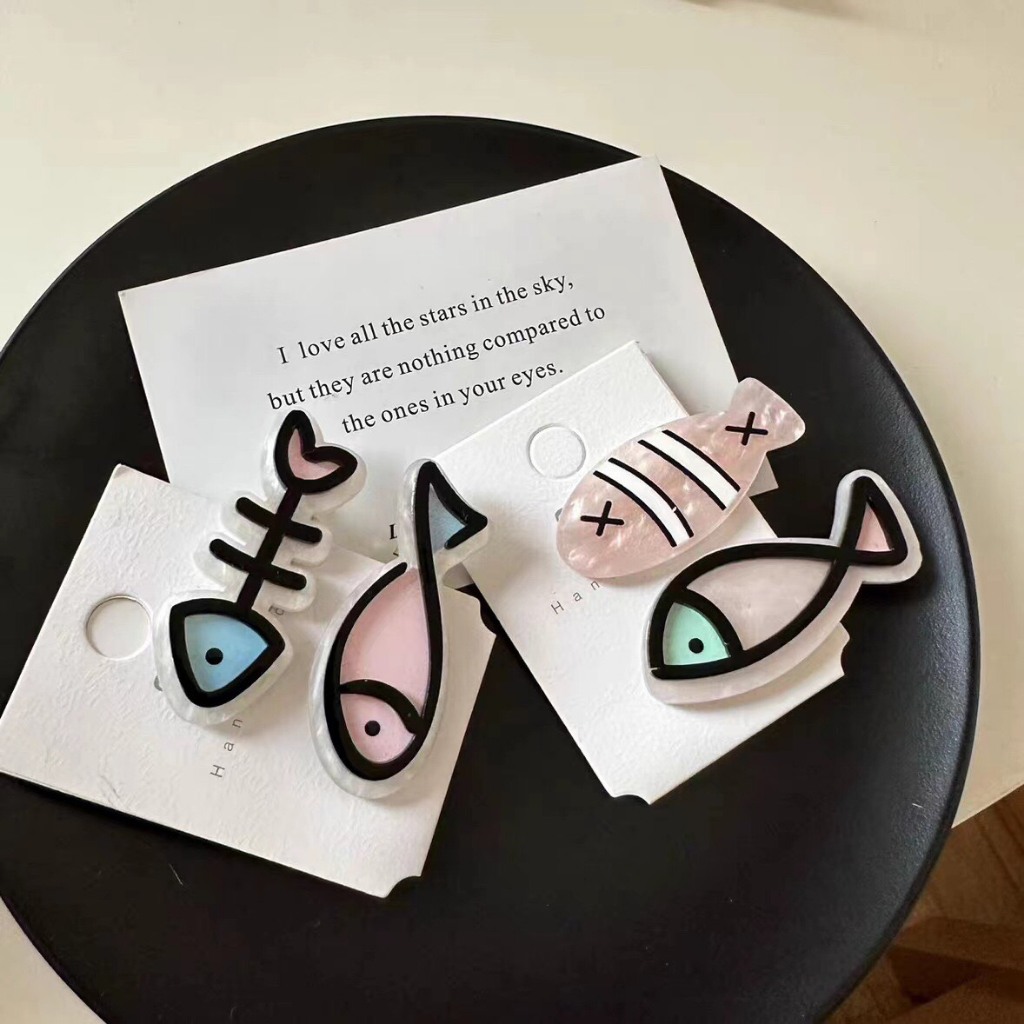 Kẹp Tóc Mái Bằng Acrylic Hình Cá Hoạt Hình Mini Dễ Thương B490