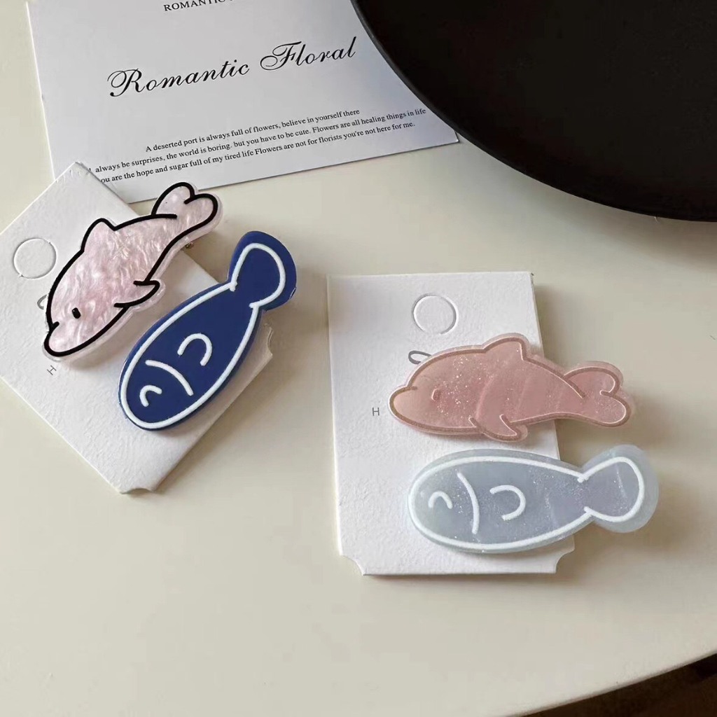 Kẹp Tóc Mái Bằng Acrylic Hình Cá Hoạt Hình Mini Dễ Thương B490