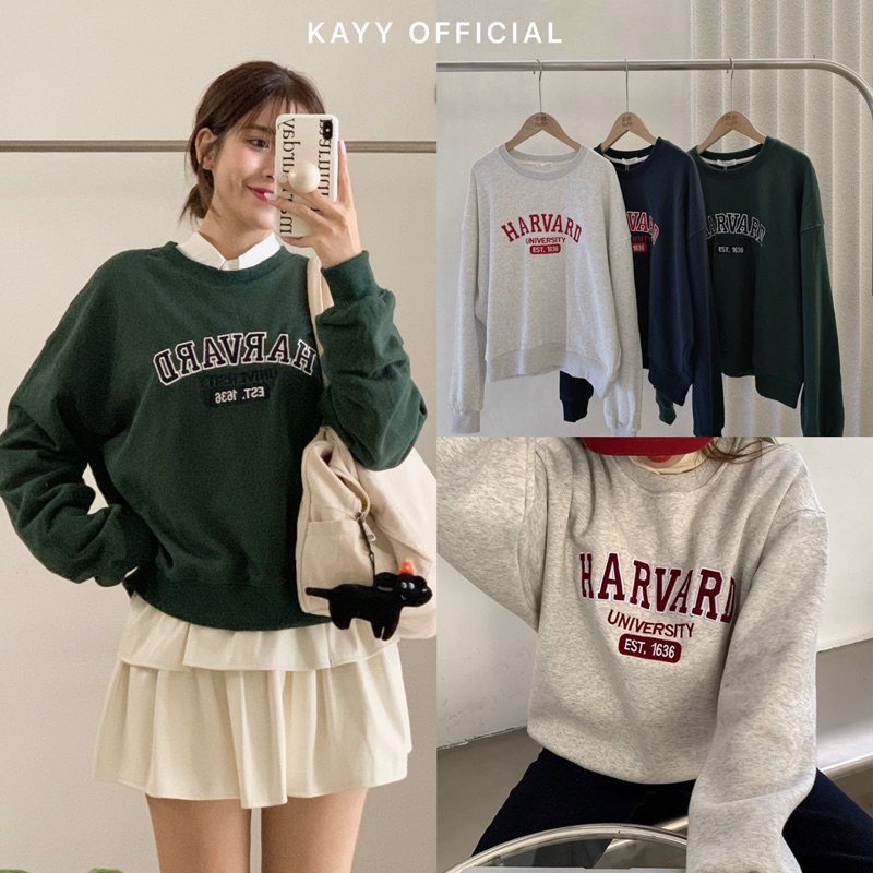 KAYY. Áo nỉ thêu chữ harvard _ A8240 (ảnh thật)