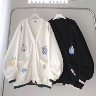 Áo Cadigan Nỉ Icon Gấu Hành Tinh Form Unisex Freesize Chất Nỉ Bông Mịn Đẹp