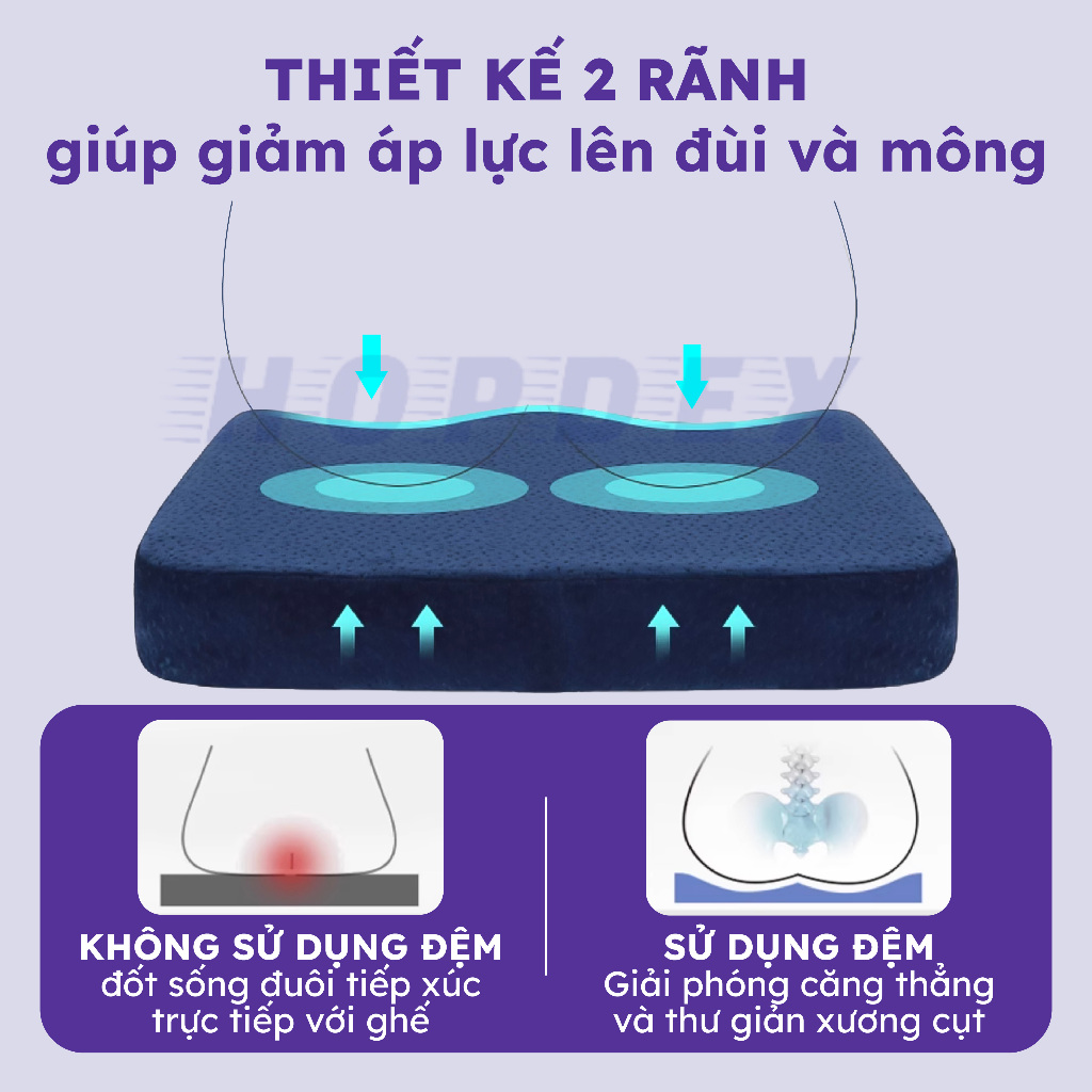Đệm Lót Ghế Văn Phòng HOPDEX Chống Đau Ê Mông Chống Đau Mỏi Lưng