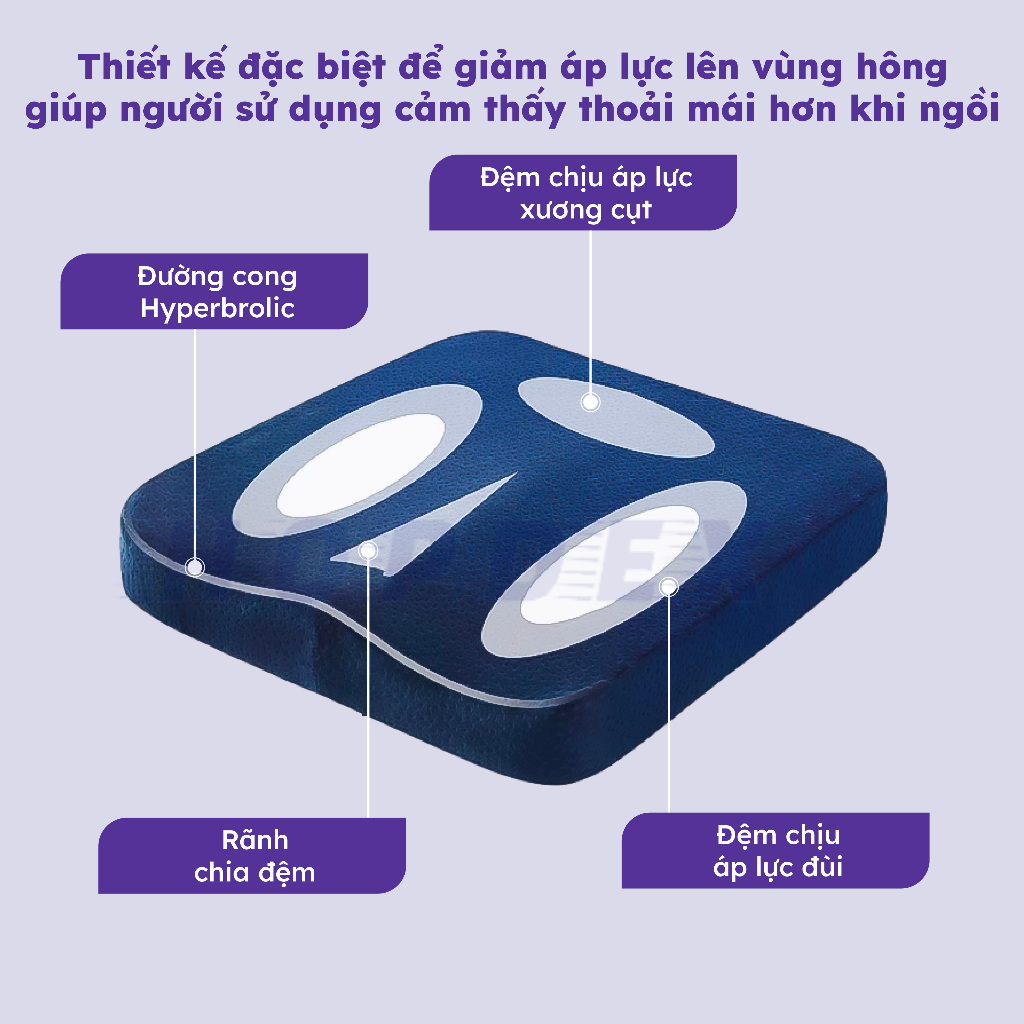 Đệm Lót Ghế Văn Phòng HOPDEX Chống Đau Ê Mông Chống Đau Mỏi Lưng