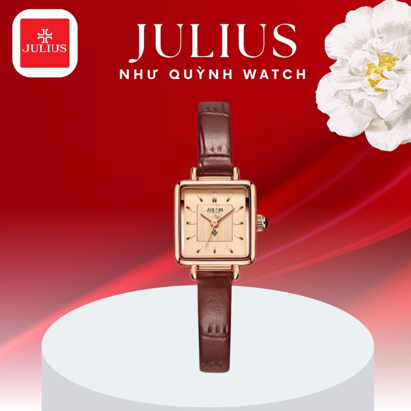 Đồng Hồ Nữ JA-1413B Julius Hàn Quốc Dây Da (Nâu Đậm)