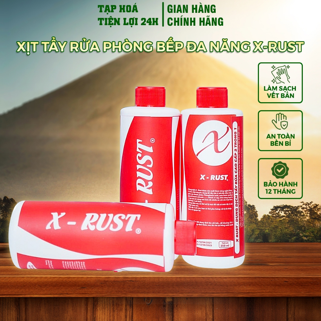 Xịt Tẩy Rửa Nhà Bếp X-RUST Đa Năng Dành Cho Nhà Bếp Làm Sạch Các Vết Dầu Mỡ, Mảng Bám Trên Bề Mặt Bếp Dung Tích 350ML