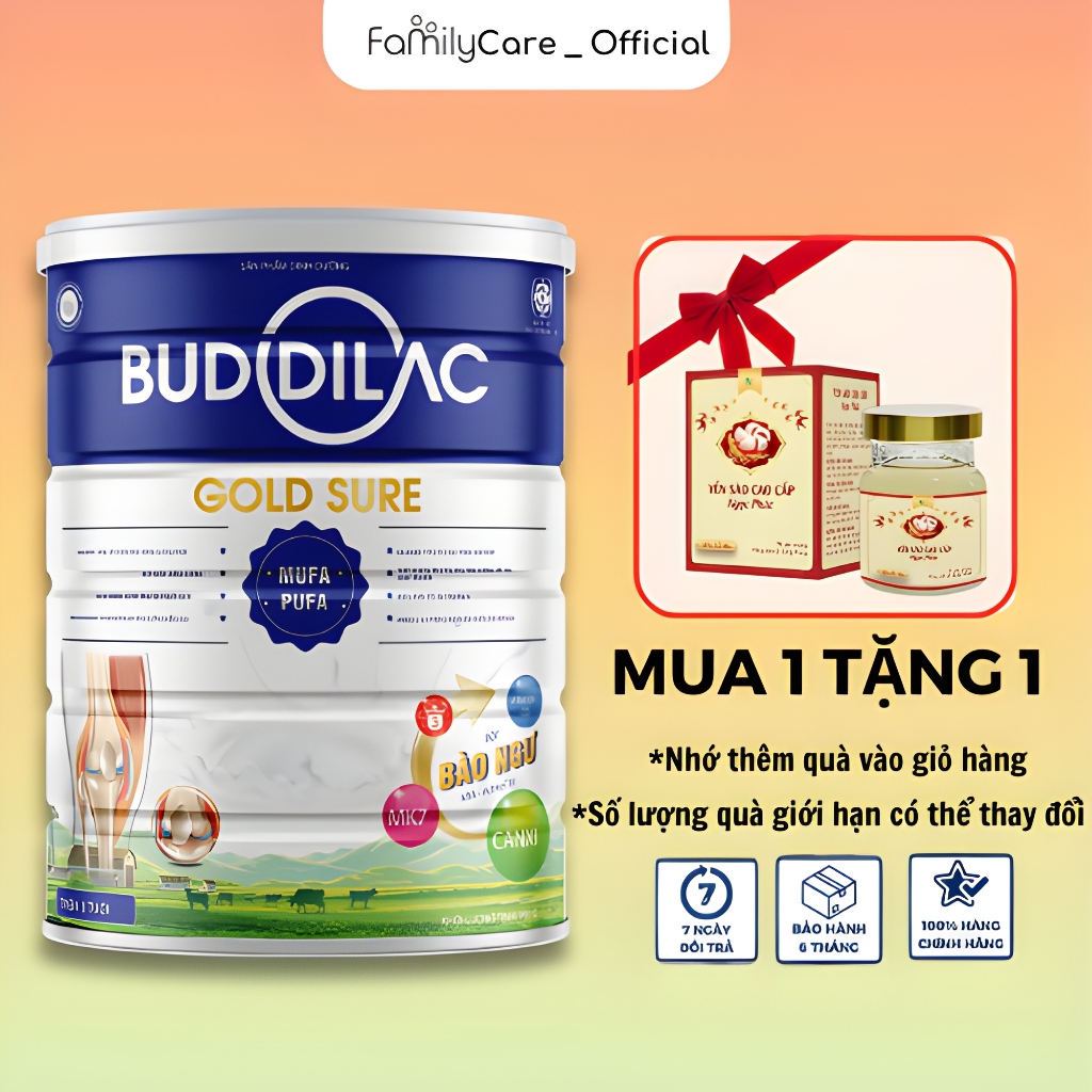 Sữa Bột Buddilac Gold Sure Hộp 900g - Tăng Cường Miễn Dịch Cho Người Lớn, Phòng Ngừa Loãng Xương