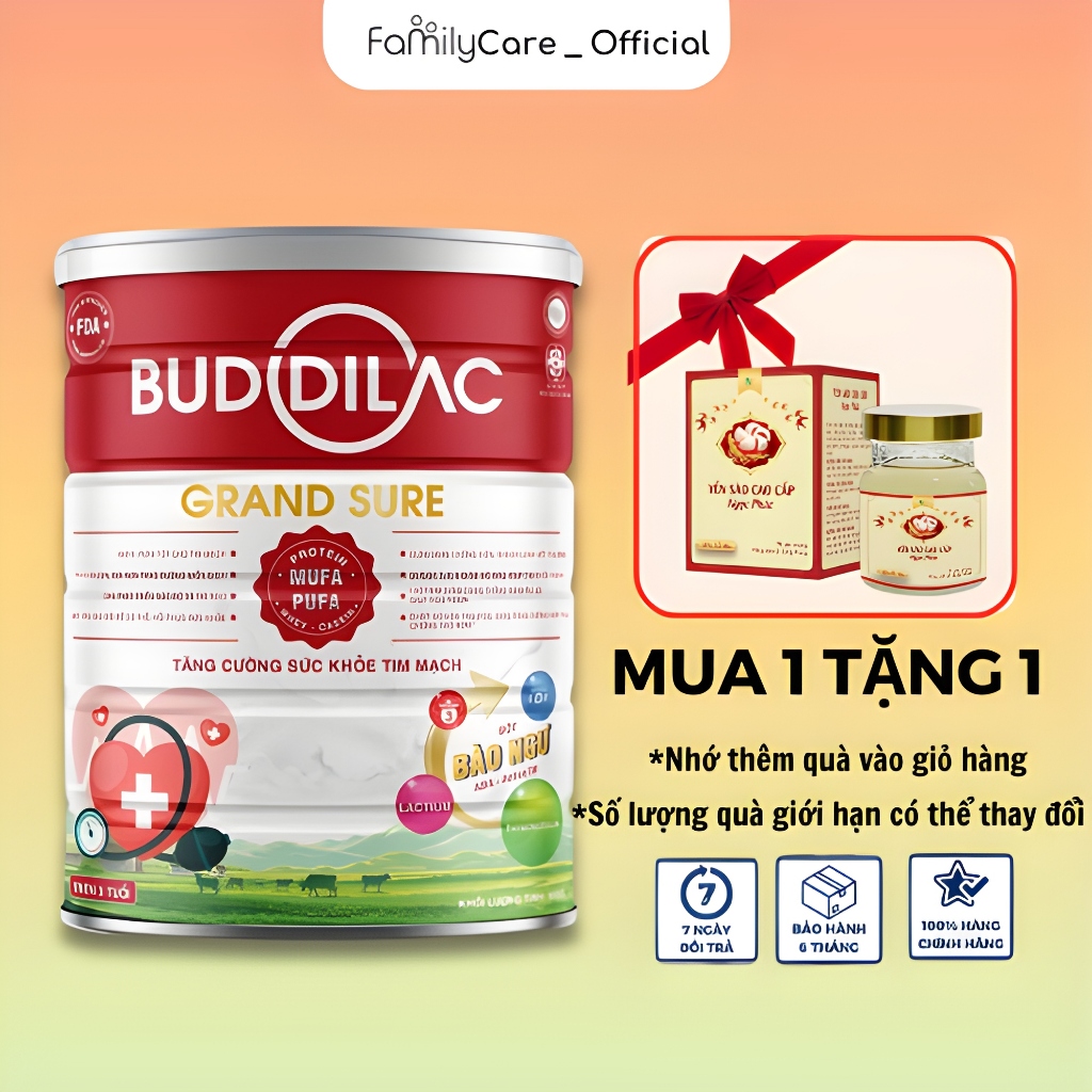 Sữa bột Buddilac Grand Sure Hộp 900g - Dinh Dưỡng Tốt Cho Tim Mạch, Đề Kháng Khoẻ