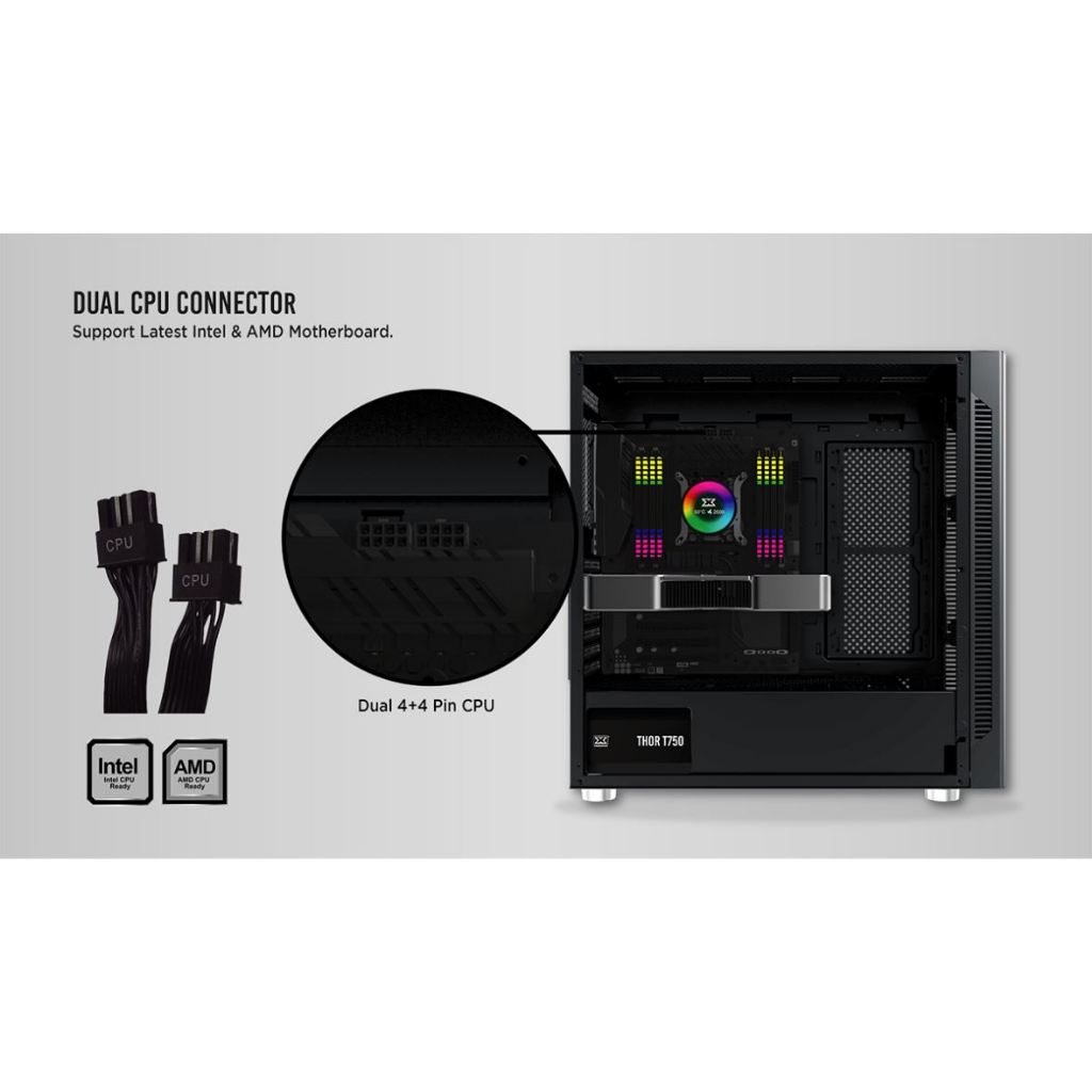 Nguồn XIGMATEK THOR T750 v2 750W  - 80PLUS BRONZE, 100% CÁP DẸT ĐEN - New - Chính Hãng - BH 36 Tháng