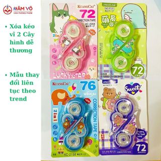 Vĩ 2 cây bút xóa kéo kuangcai / jiuno / lg-9902 laigo hoạt tiết chibi, cute, dễ thương