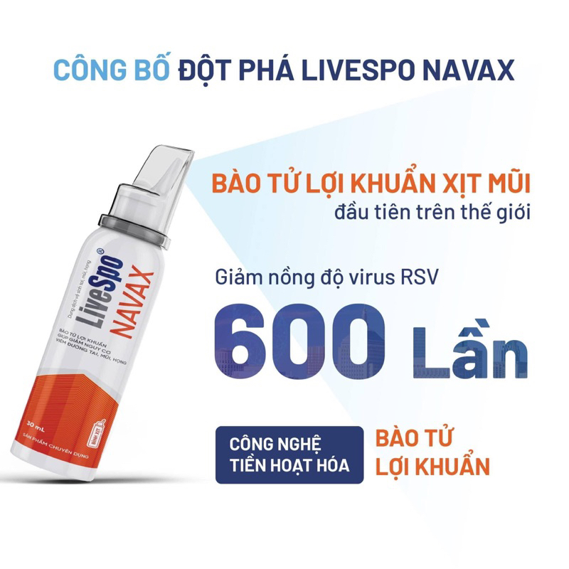 [ Chính Hãng ] LiveSpo NAVAX bình xịt nước muối sinh lý chứa 30 tỷ bào tử lợi khuẩn mũi họng vệ sinh hàng ngày