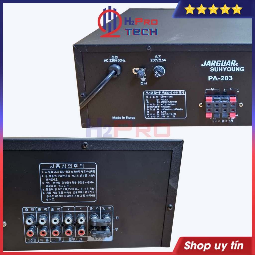 Amply Karaoke Jarguar 203N 8 Sò 480W Công Suất Lớn, Âm Thanh Hay, Chơi Được 2 Cặp Bass 20-25  -H2Pro Tech