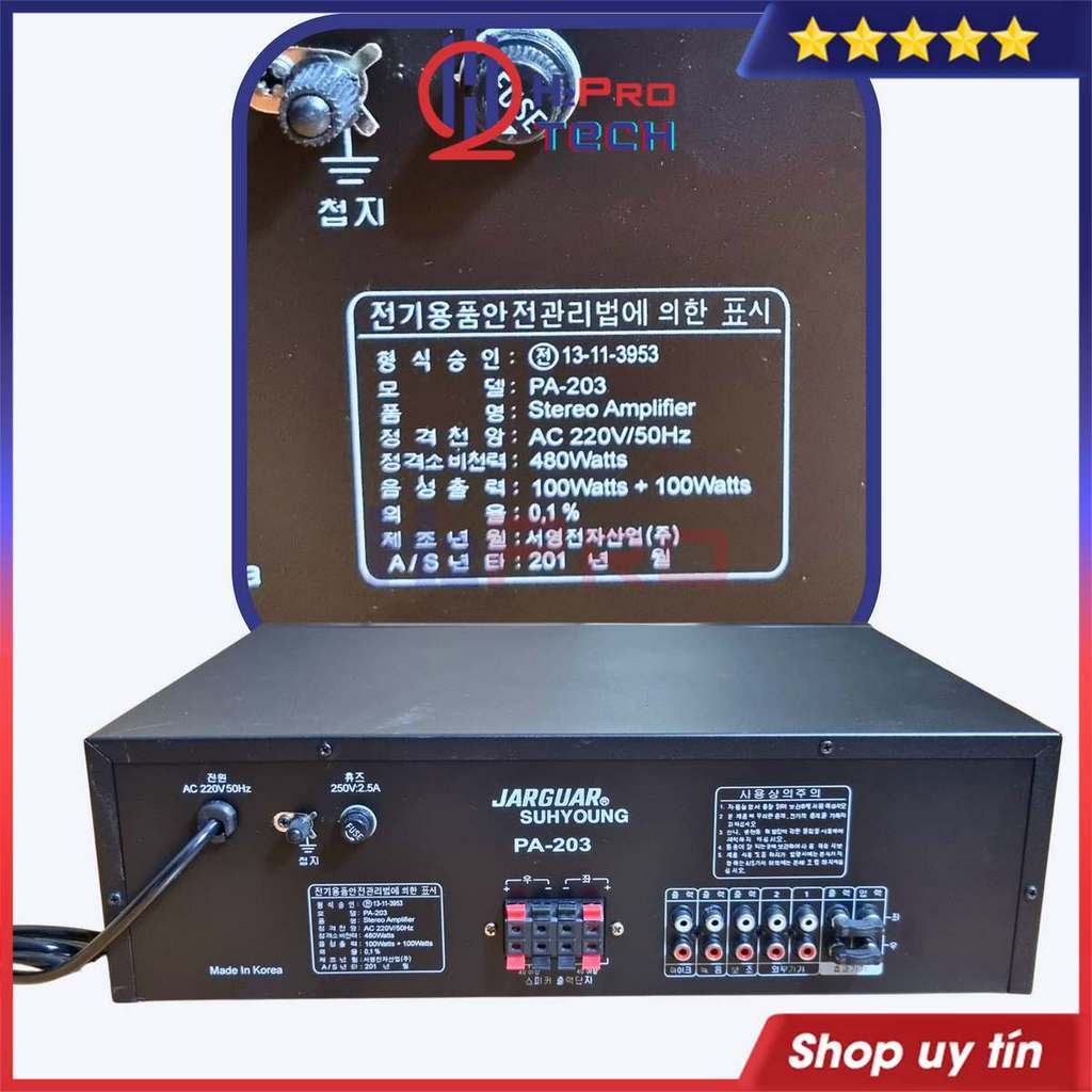 Amply Karaoke Jarguar 203N 8 Sò 480W Công Suất Lớn, Âm Thanh Hay, Chơi Được 2 Cặp Bass 20-25  -H2Pro Tech