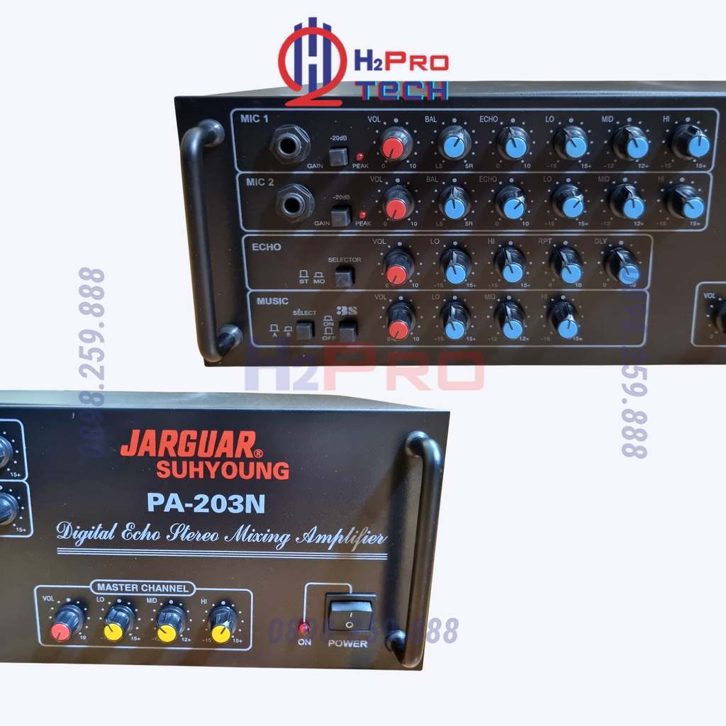 Amply Jarguar 203N 8 Sò 480W Công Suất Lớn, Âm Ly Karaoke Gia Đình Chơi Được 2 Cặp Bass 20-25  -H2Pro Tech