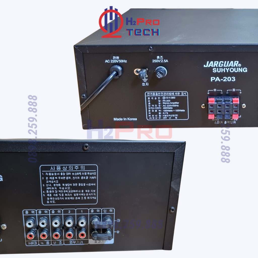 Amply Jarguar 203N 8 Sò 480W Công Suất Lớn, Âm Ly Karaoke Gia Đình Chơi Được 2 Cặp Bass 20-25  -H2Pro Tech