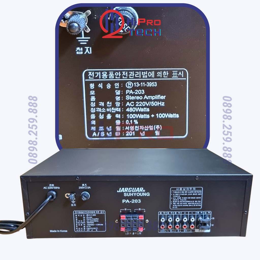 Amply Jarguar 203N 8 Sò 480W Công Suất Lớn, Âm Ly Karaoke Gia Đình Chơi Được 2 Cặp Bass 20-25  -H2Pro Tech