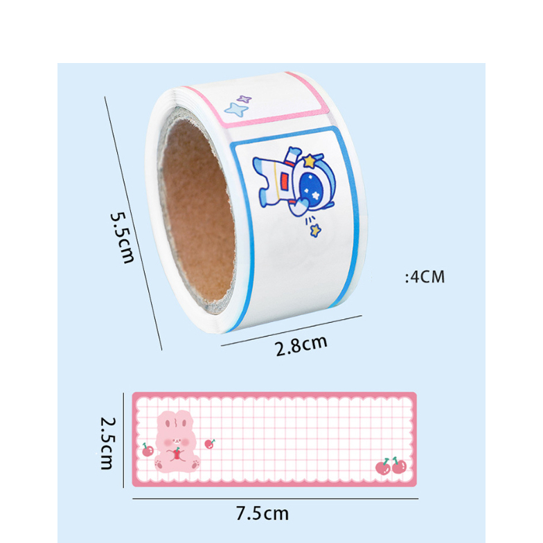 Cuộn sticker ghi chú nhãn tên 60 nhãn dãn ghi tiêu đề, nhãn vở, tem dán chai lọ nhiều mẫu