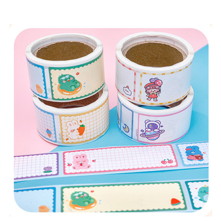 Cuộn sticker ghi chú nhãn tên 60 nhãn dãn ghi tiêu đề, nhãn vở, tem dán chai lọ nhiều mẫu