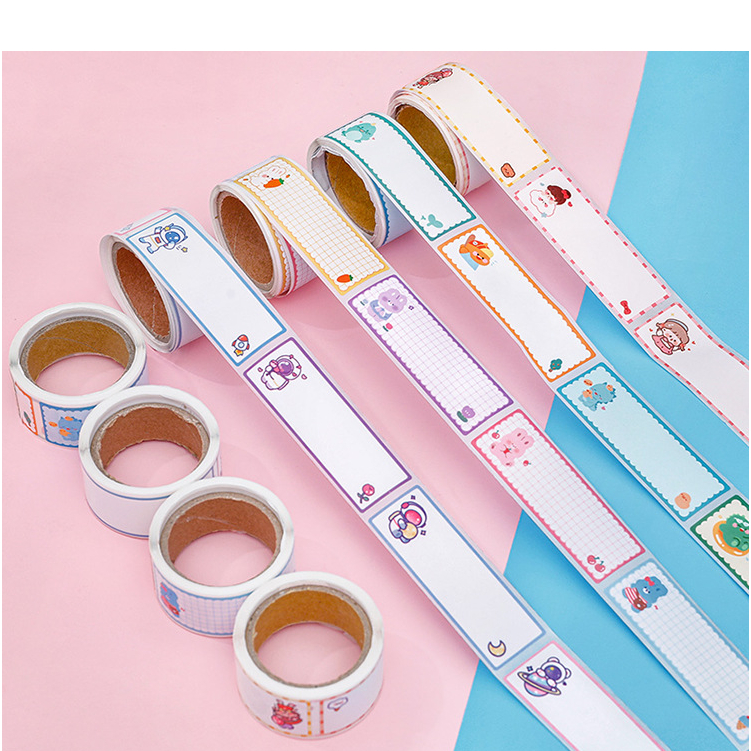 Cuộn sticker ghi chú nhãn tên 60 nhãn dãn ghi tiêu đề, nhãn vở, tem dán chai lọ nhiều mẫu