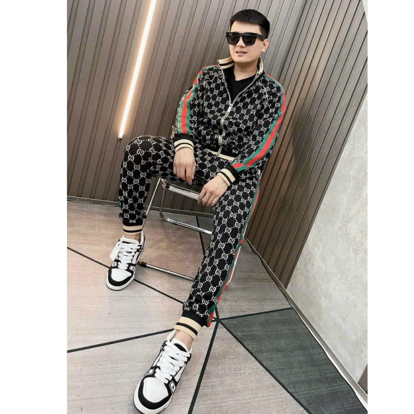Set Thể Thao Nam vân chữ Phối viền vai Khóa Kéo thời trang nam nữ , Nỉ Dày Dặn Trẻ Trung Năng Động