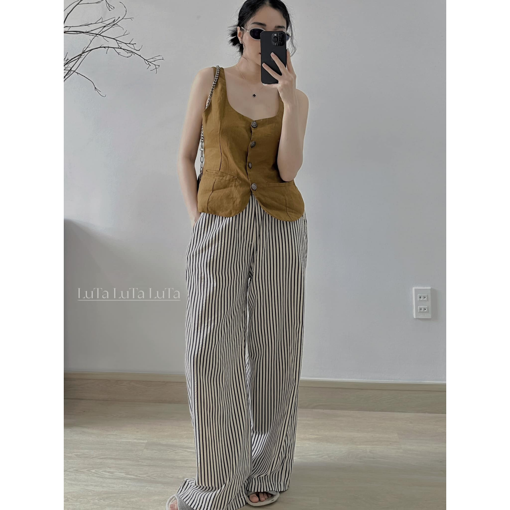 SET ÁO HAI DÂY + QUẦN KẺ