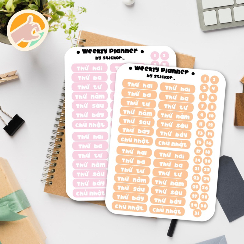 Sticker decal ngày tháng màu pastel