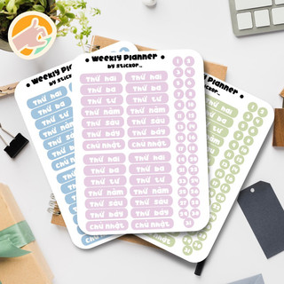 Sticker decal ngày tháng màu pastel