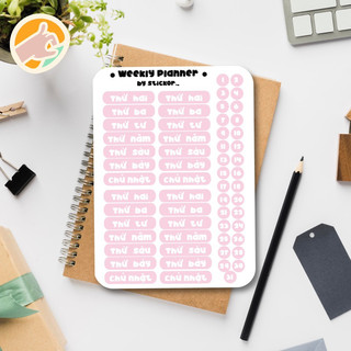 Sticker decal ngày tháng màu pastel