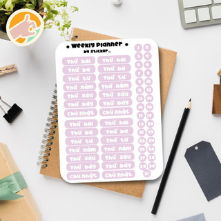 Sticker decal ngày tháng màu pastel